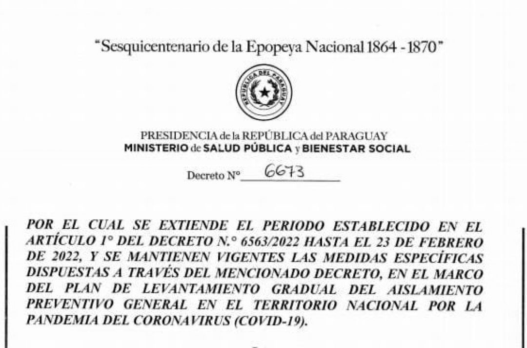 Medidas sanitarias por covid-19 hasta el 23 de febrero