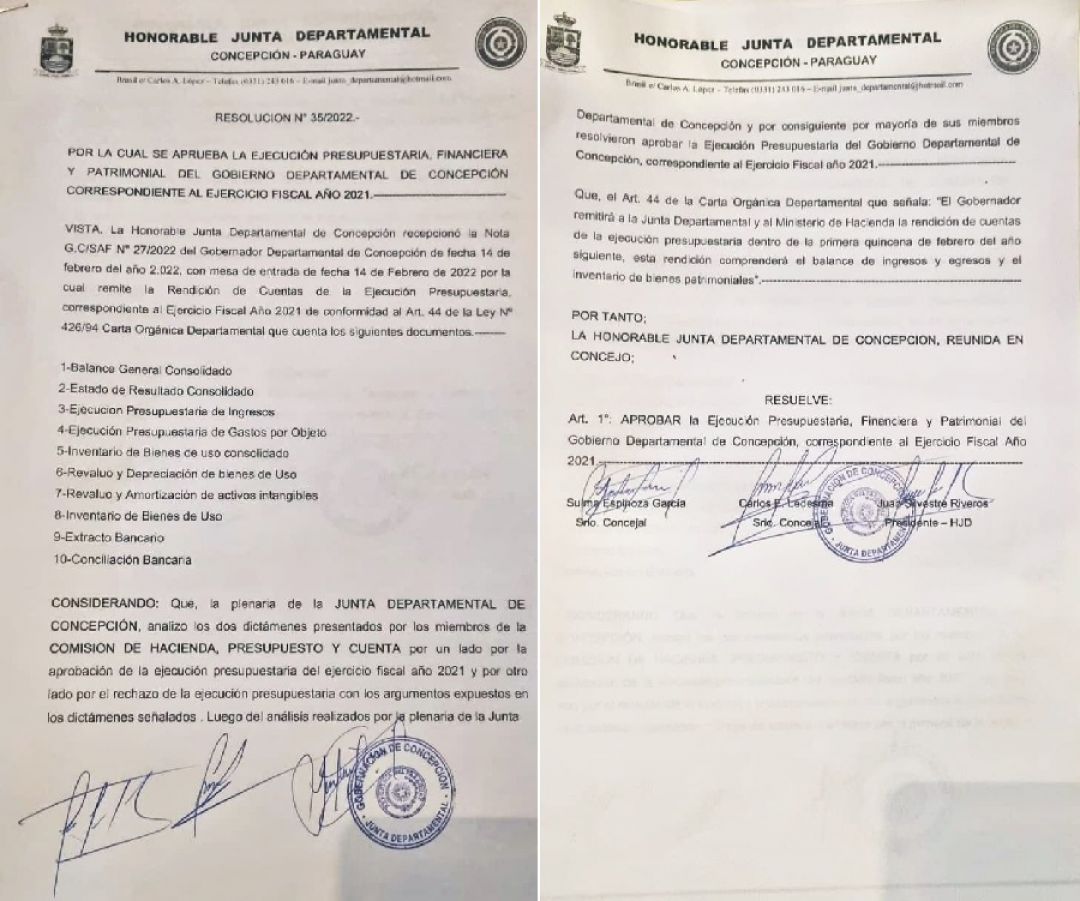 Junta Departamental aprobó ejecución presupuestaria del 2021