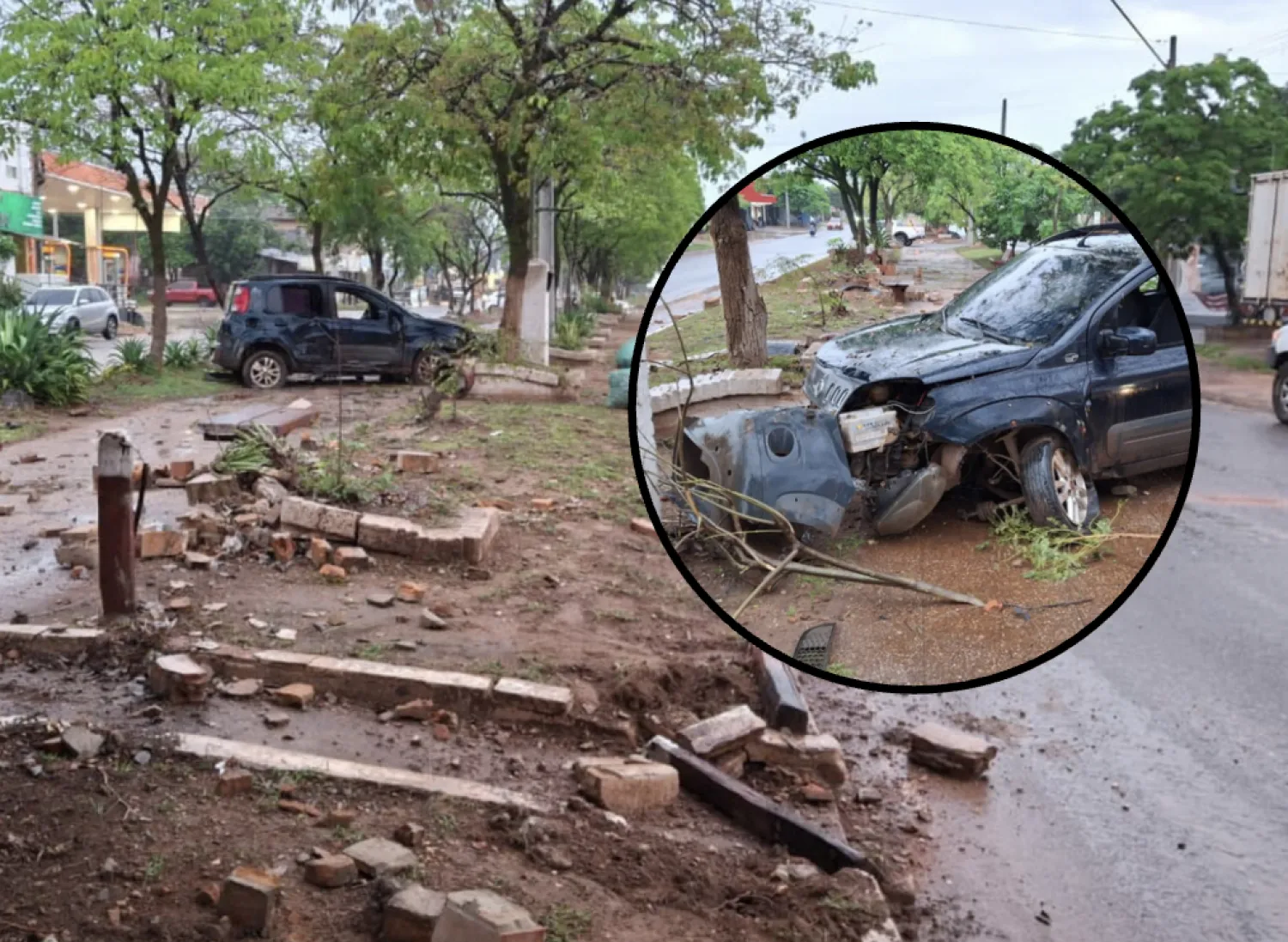 Conductor se habría dormido al volante y terminó en el paseo central de la avenida Pinedo de Concepción
