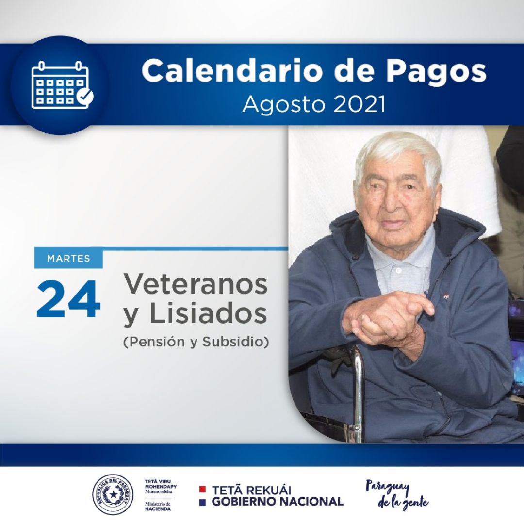 Veteranos y lisiados cobran desde hoy pensión y subsidio de agosto