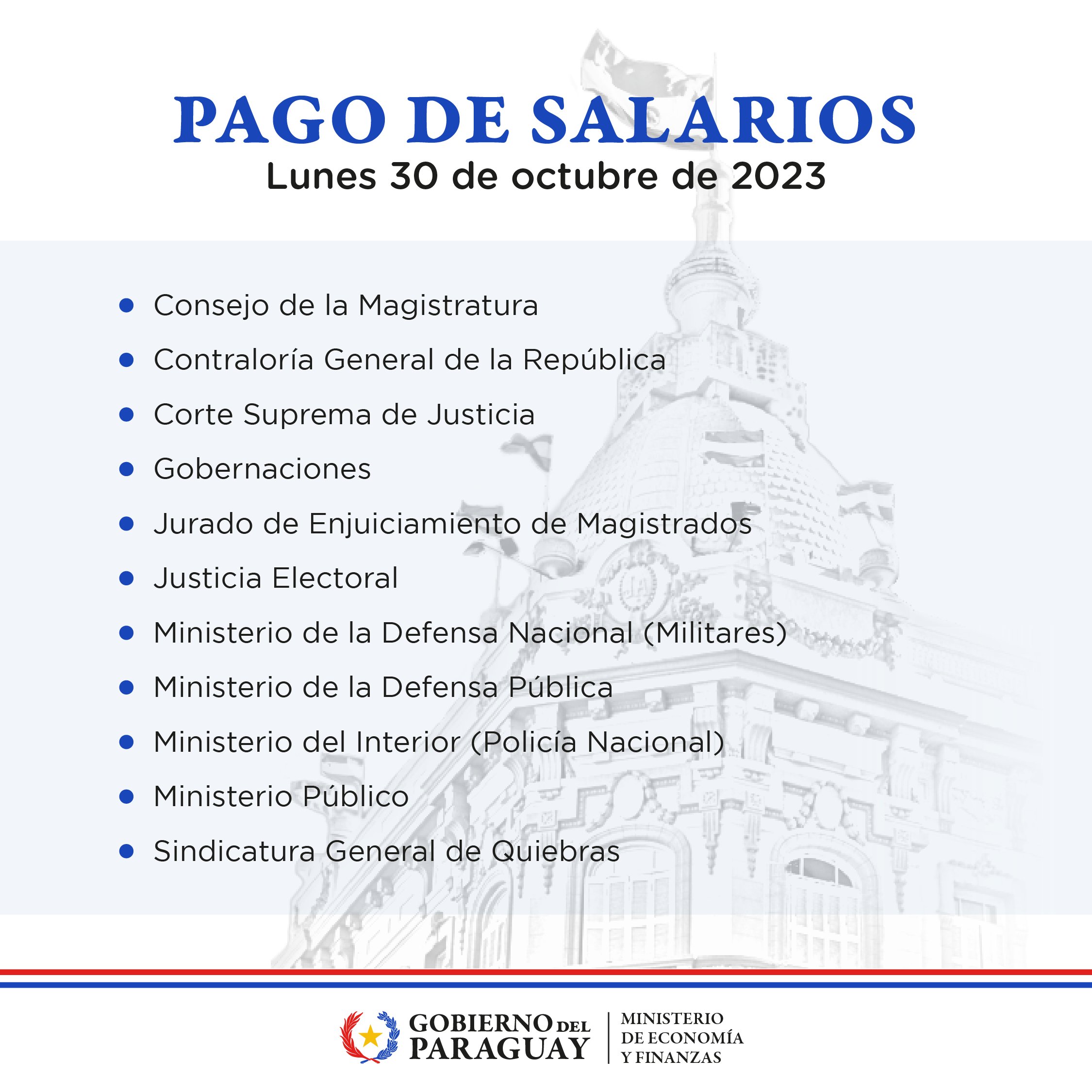 Prosigue el desembolso de salario a funcionarios públicos