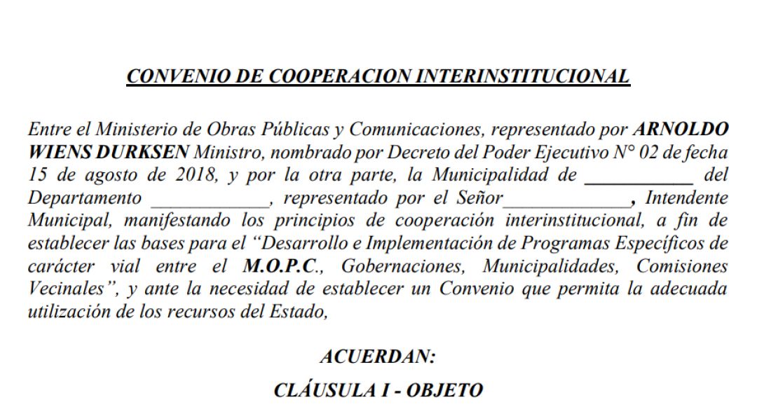 Gestión del diputado Luis Urbieta logra elaboración de borrador de convenio con MOPC