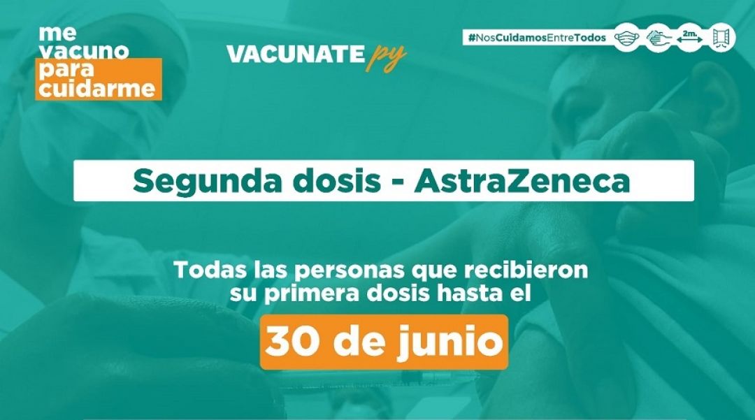 Segunda dosis de AstraZeneca para los vacunados hasta el 30 de junio
