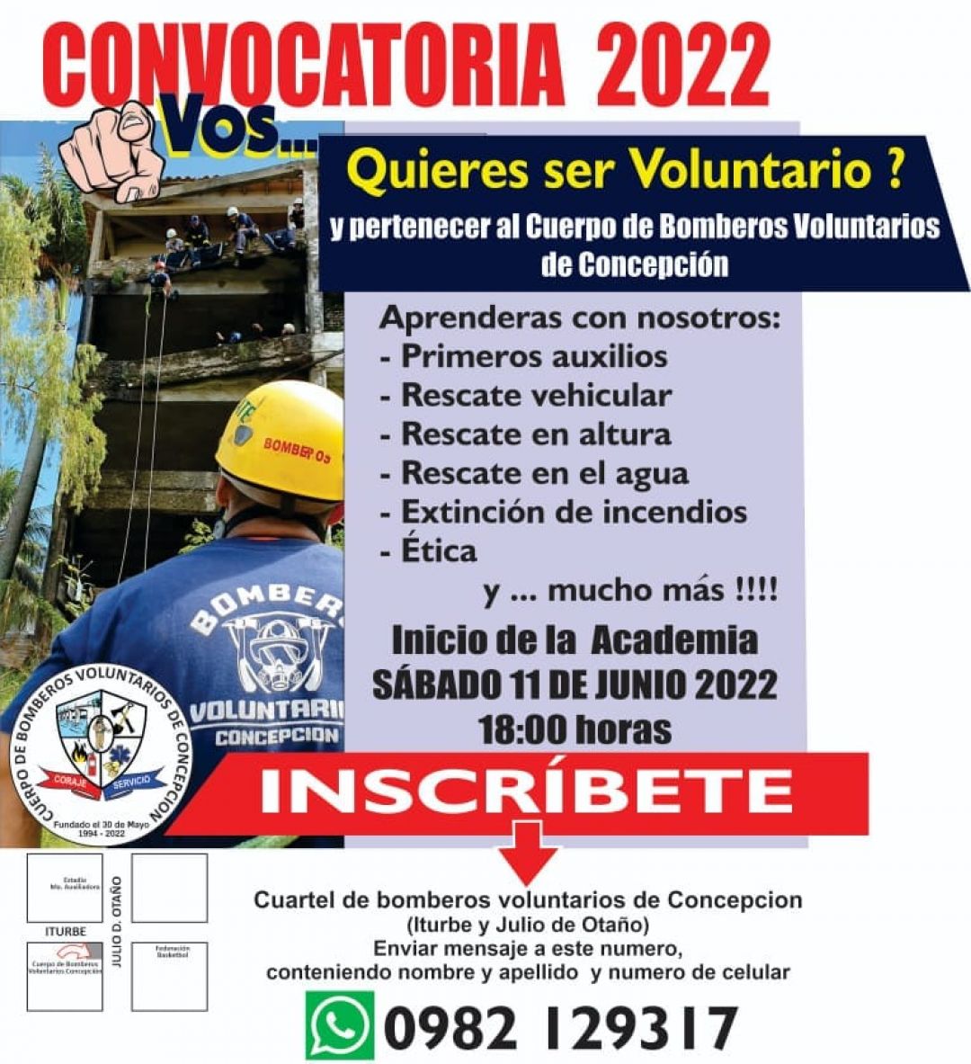 Bomberos Voluntarios de Concepción convocan a aspirantes