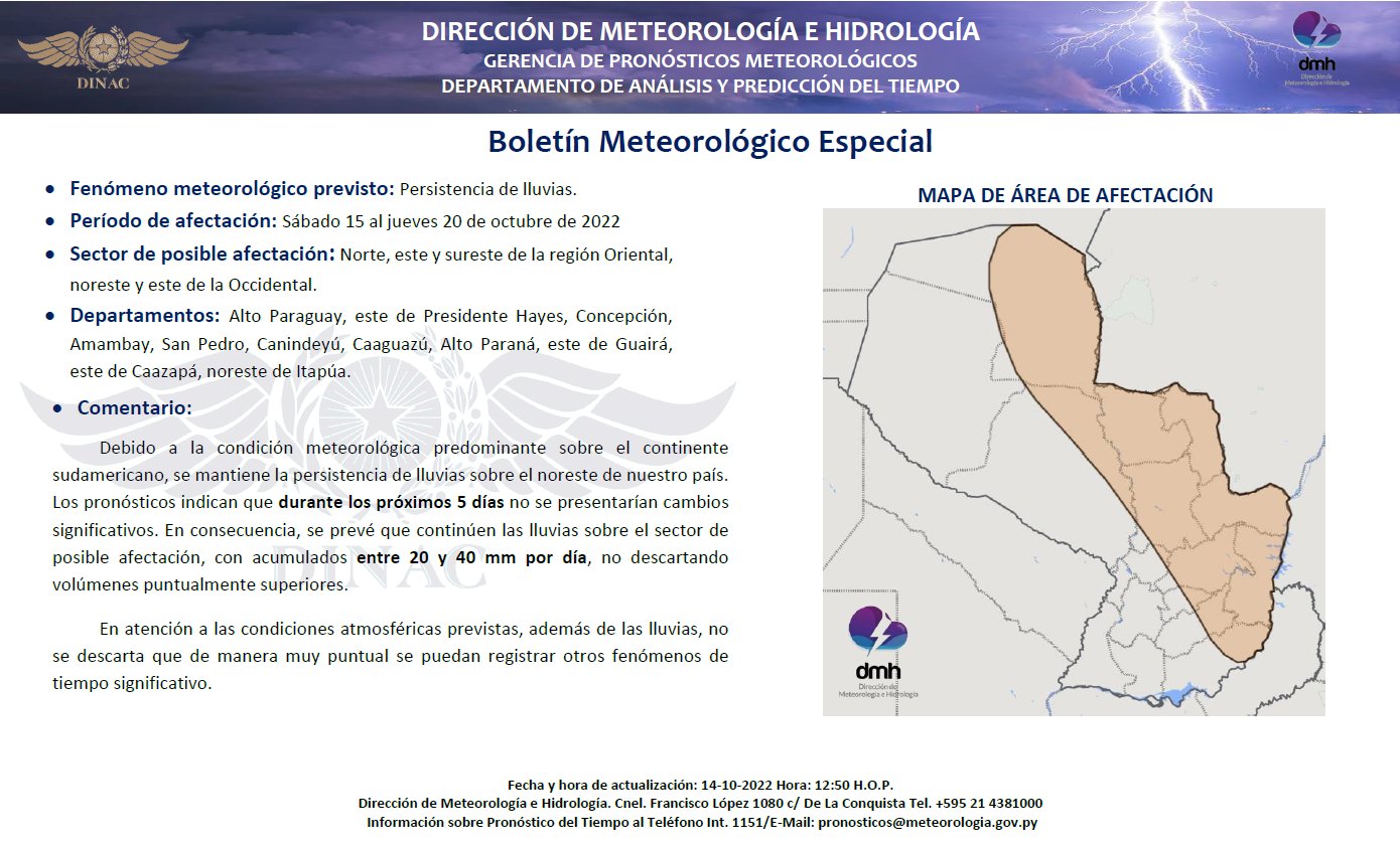 Boletín especial por persistencia de lluvias