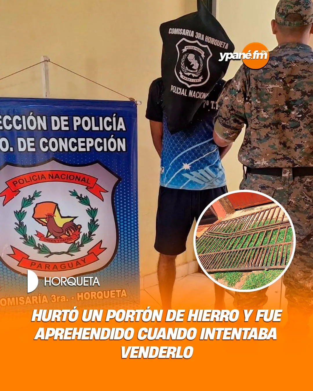 Hurtó un portón de hierro y fue aprehendido cuando intentaba venderlo