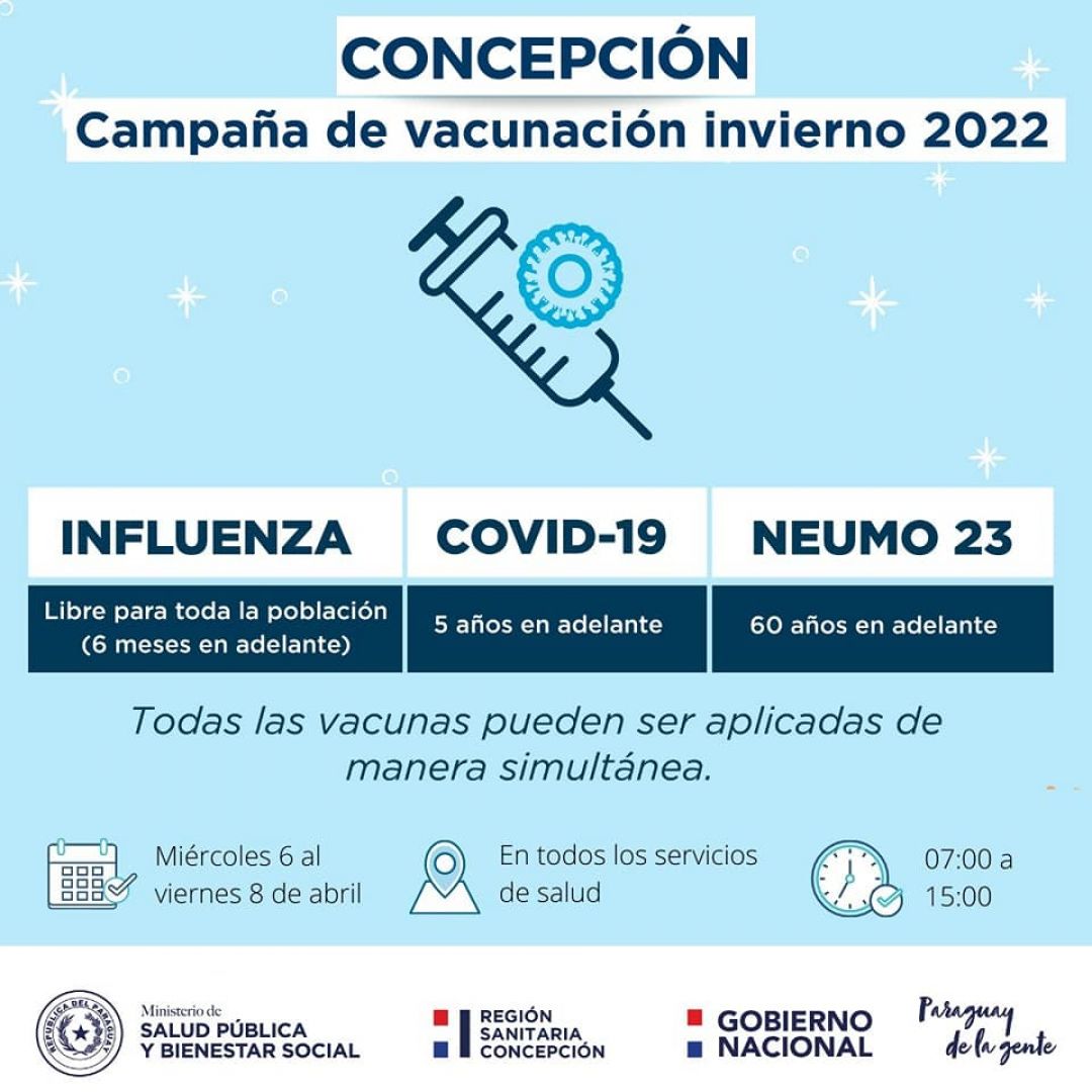 Vacunas disponibles en todos los servicios de salud de Concepción
