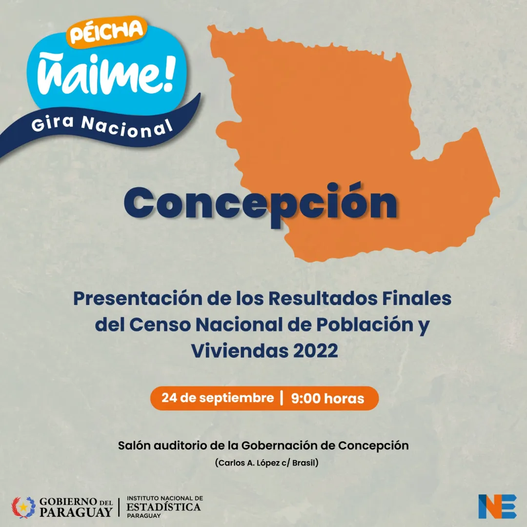 INE presentará resultados finales del Censo 2022 en el departamento de Concepción