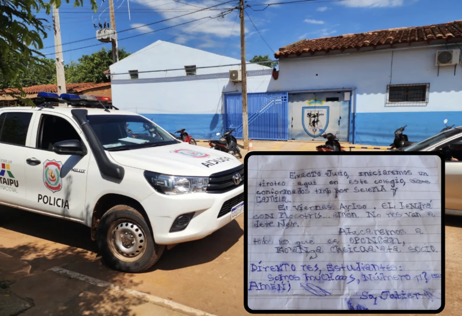 Amenaza escrita activa protocolo de seguridad en el Colegio San Luis