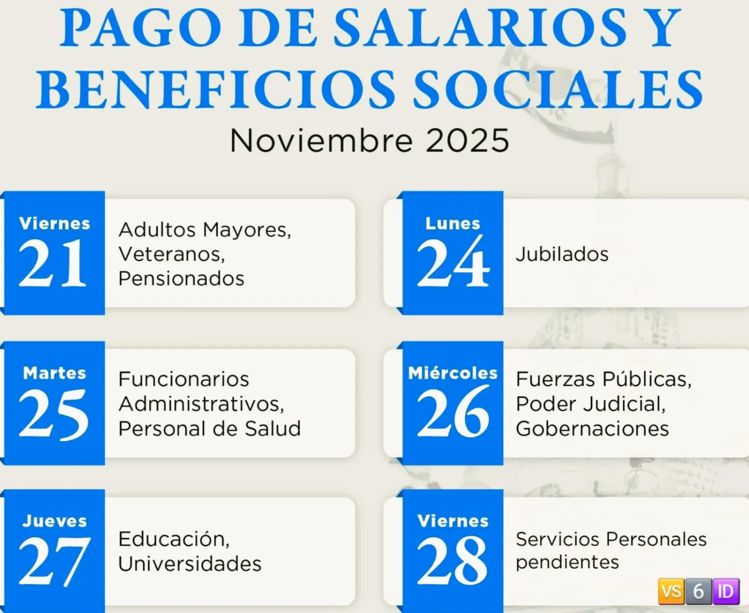 Inicia mañana viernes el cronograma de pagos y beneficios sociales correspondientes a Noviembre