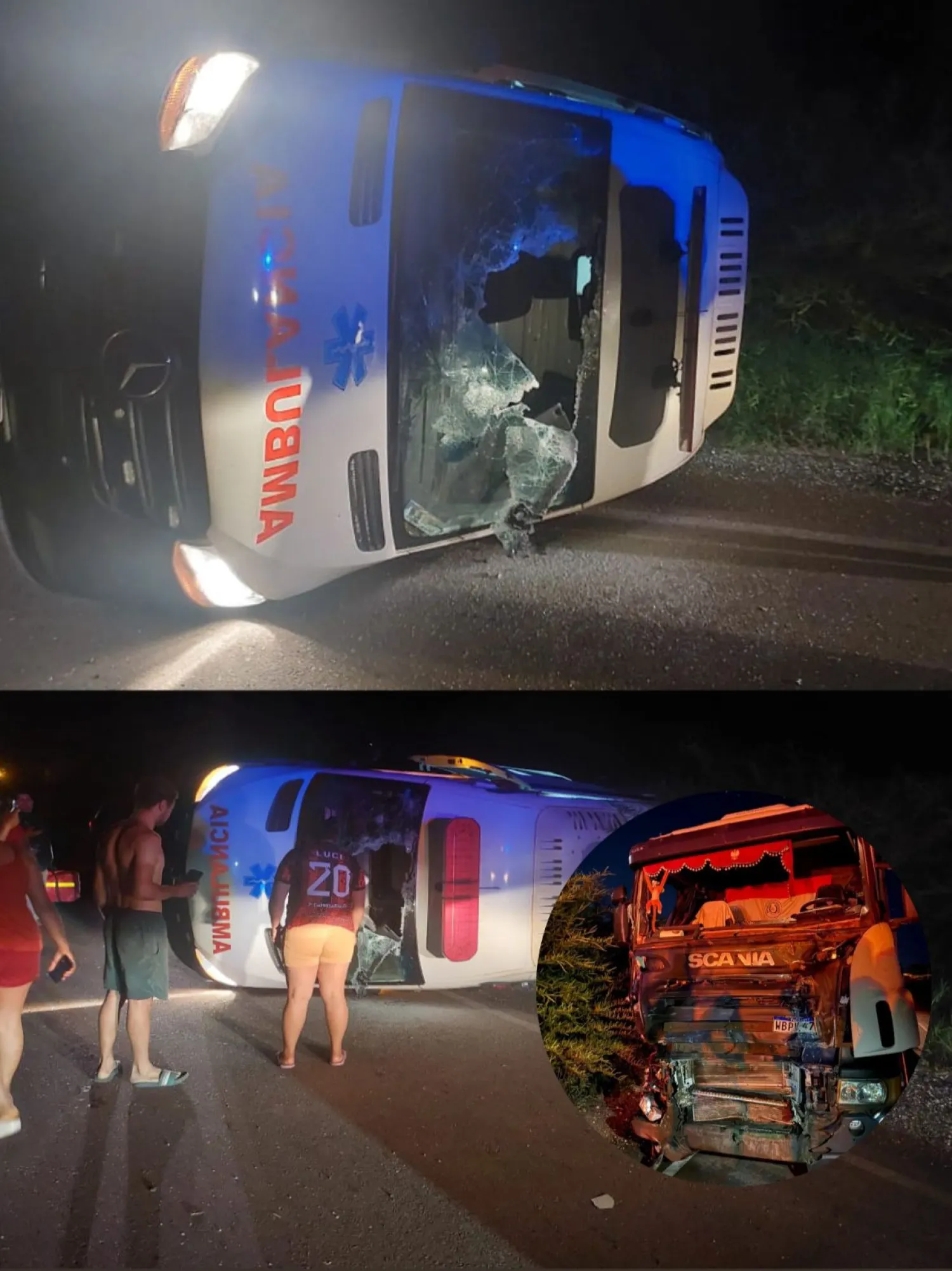 Ambulancia volcó tras fuerte impacto de un tractocamión en la ruta Concepción–Vallemí