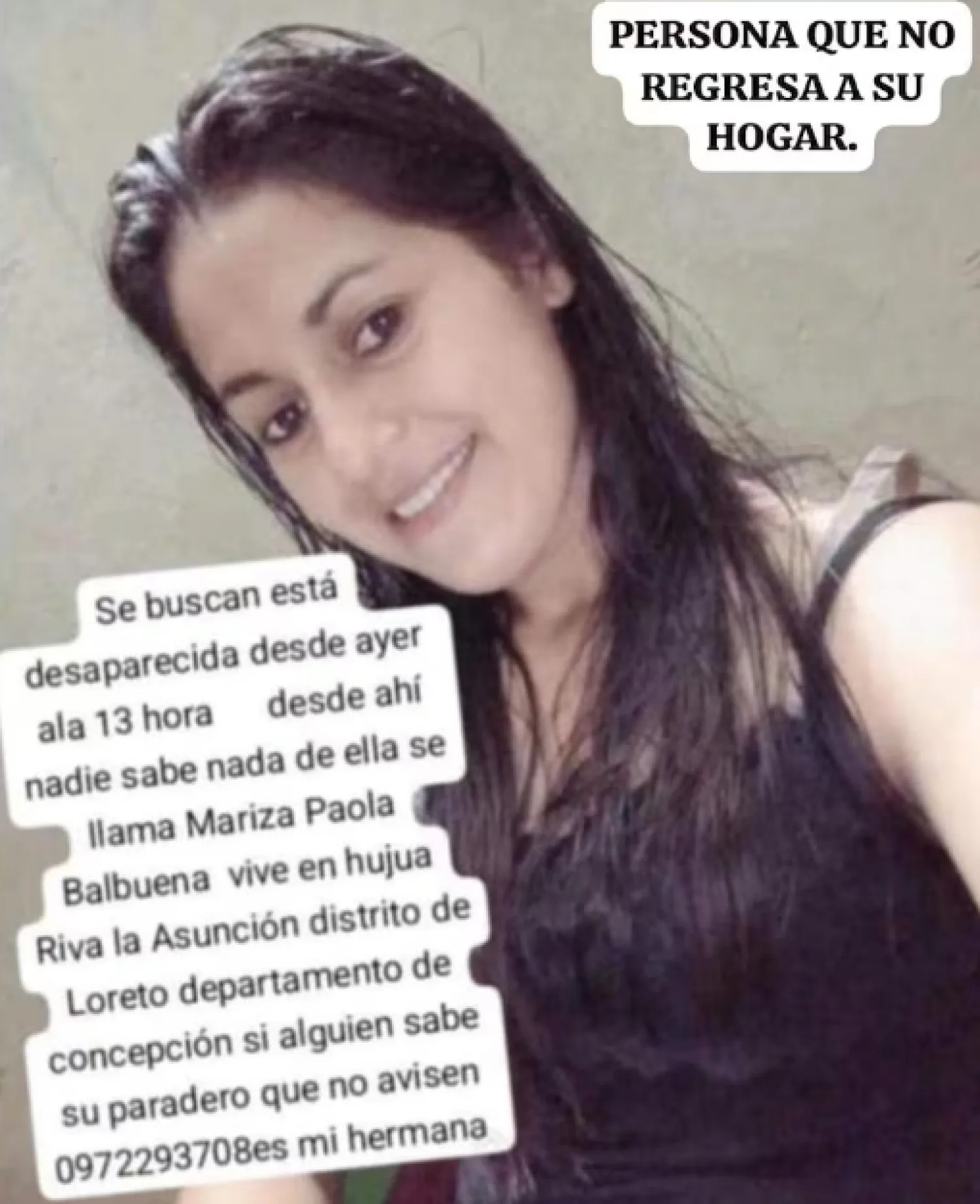 Loreto: mujer de 26 años desaparece y su pareja queda bajo investigación