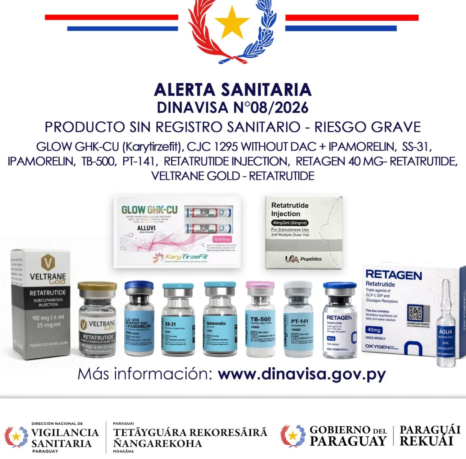 Dinavisa alerta sobre comercialización no autorizada de medicamentos que tengan “Tirzepatida”