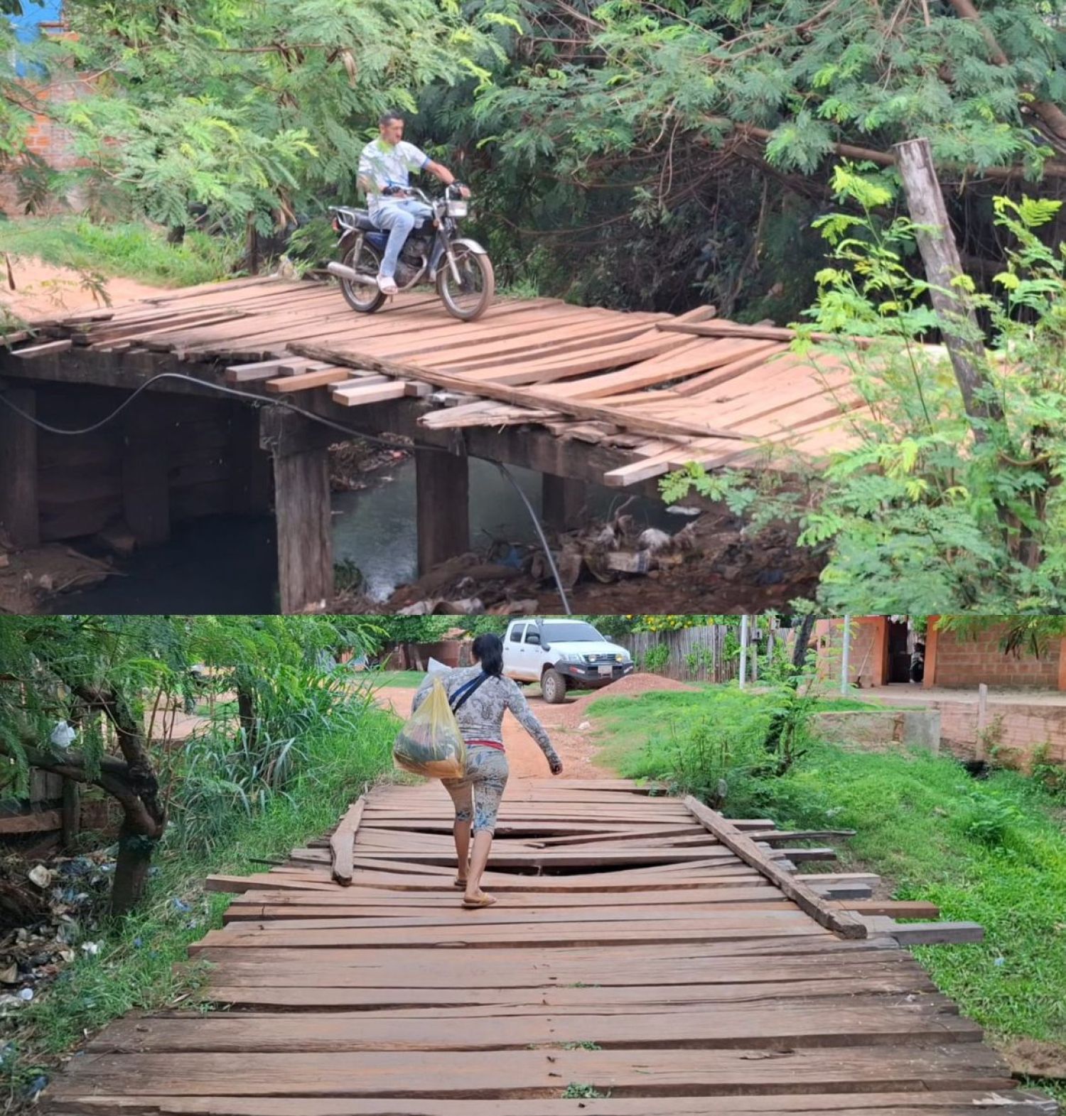 Puente deteriorado entre los barrios Redención y San Roque: vecinos hartos de esperar amenazan con quemarlo